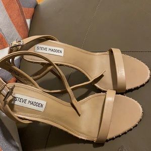 STEVE MADDEN Tan Heel Sandals, size 8.5